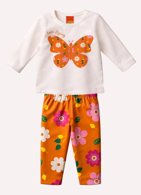 Kyly - Conjunto Infantil Menina Borboleta Branco