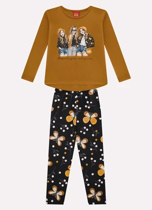 Kyly - Conjunto Infantil Menina Borboletas Amarelo - KYLY