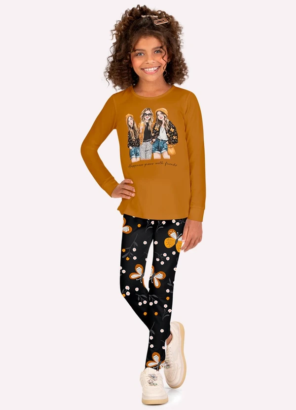 Kyly - Conjunto Infantil Menina Borboletas Amarelo