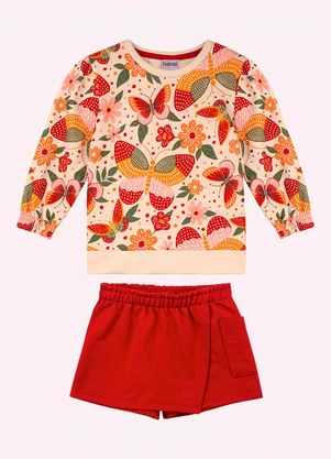 Nanai - Conjunto Infantil Menina Borboletas Bege - NANAI