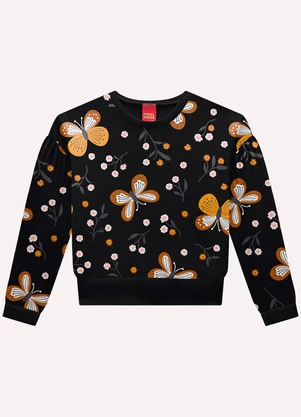 Kyly - Conjunto Infantil Menina Borboletas Preto - KYLY