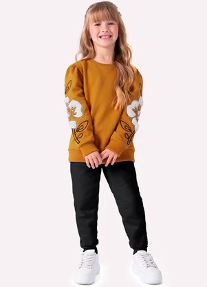 Nanai - Conjunto Infantil Menina Bordado Amarelo - NANAI