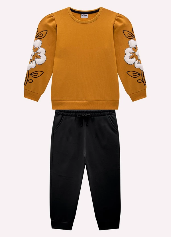 Nanai - Conjunto Infantil Menina Bordado Amarelo 2