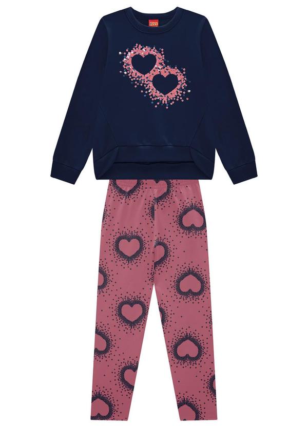 Kyly - Conjunto Infantil Menina Bordado Azul