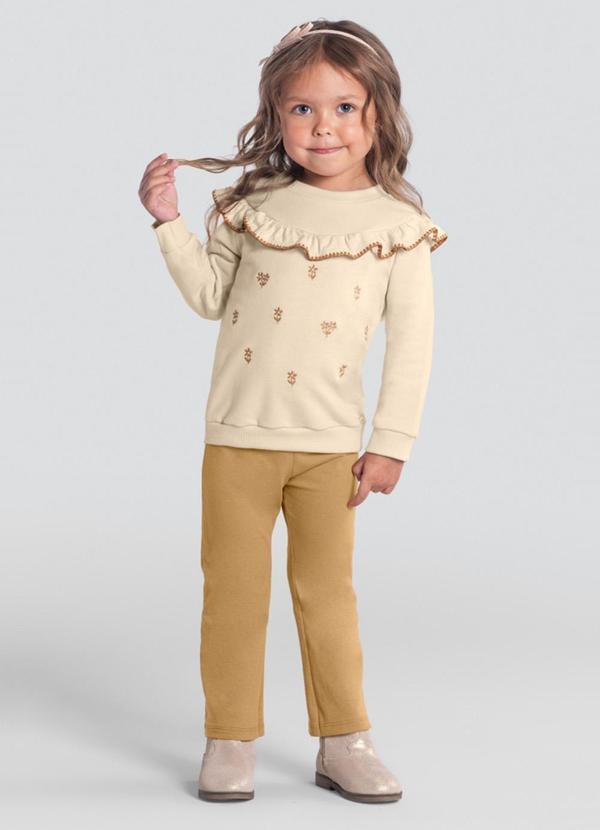 Mundi - Conjunto Infantil Menina Bordado Bege