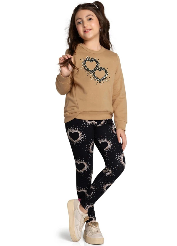 Kyly - Conjunto Infantil Menina Bordado Bege