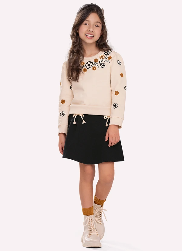 Nanai - Conjunto Infantil Menina Bordado Bege