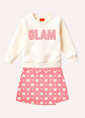 Kyly - Conjunto Infantil Menina Bordado Bege - KYLY