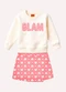 Kyly - Conjunto Infantil Menina Bordado Rosa - variação: Bege