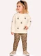 Milon - Conjunto Infantil Menina Bordado Branco - variação: Bege