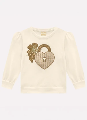 Milon - Conjunto Infantil Menina Bordado Bege - MILON