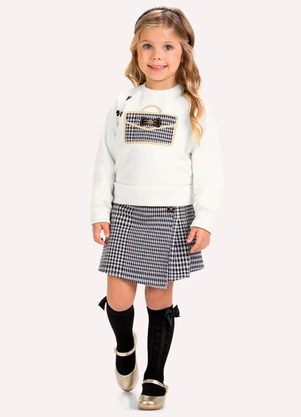 Milon - Conjunto Infantil Menina Bordado Bege - MILON