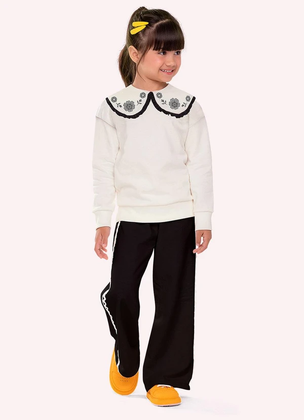 Nanai - Conjunto Infantil Menina Bordado Bege