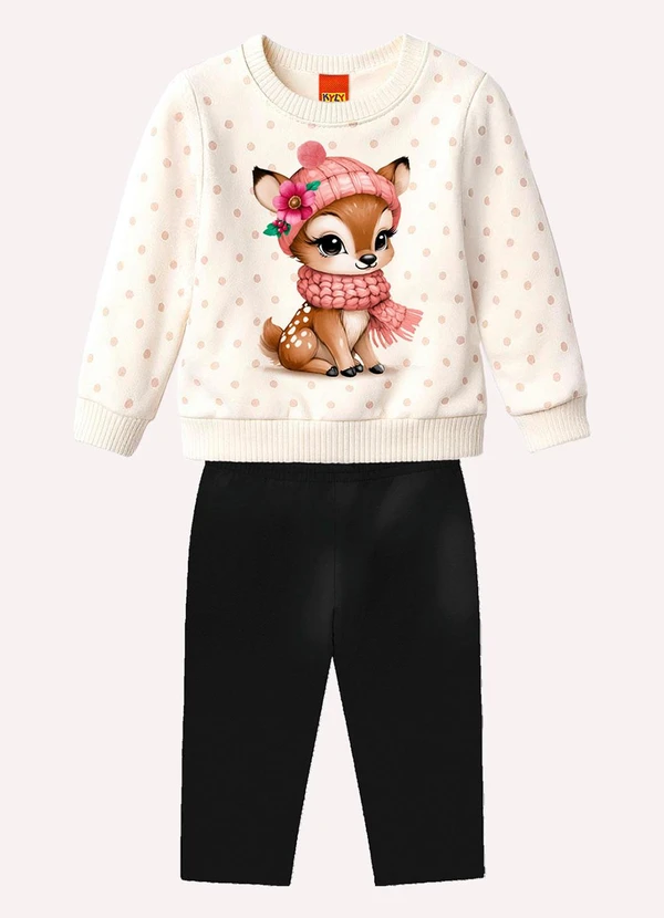 Kyly - Conjunto Infantil Menina Bordado Branco