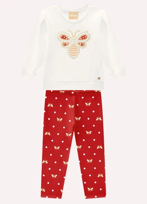Milon - Conjunto Infantil Menina Bordado Branco - MILON