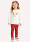 Milon - Conjunto Infantil Menina Bordado Preto - variação: Branco