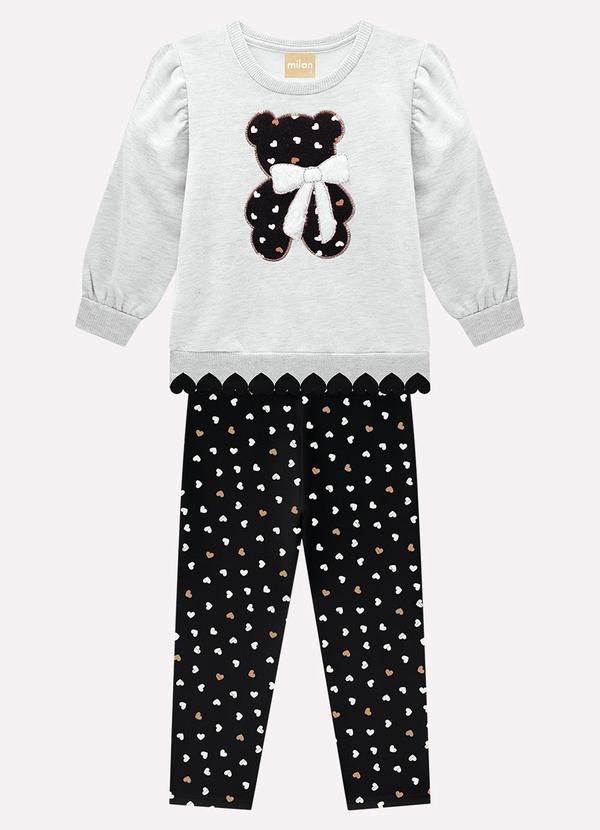 Milon - Conjunto Infantil Menina Bordado Cinza 2