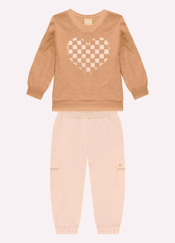 Milon - Conjunto Infantil Menina Bordado Marrom 2