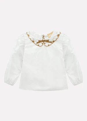 Milon - Conjunto Infantil Menina Bordado Marrom - MILON