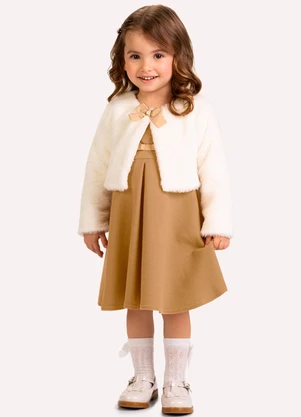 Milon - Conjunto Infantil Menina Bordado Marrom - MILON
