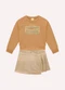 Milon - Conjunto Infantil Menina Bordado Bege - variação: Marrom