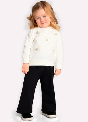 Milon - Conjunto Infantil Menina Bordado Off White - MILON