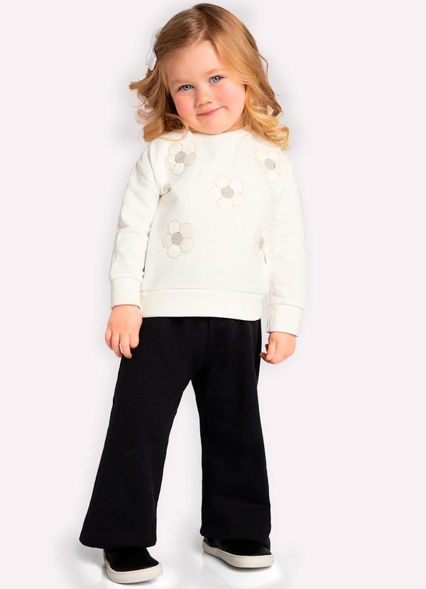Milon - Conjunto Infantil Menina Bordado Off White