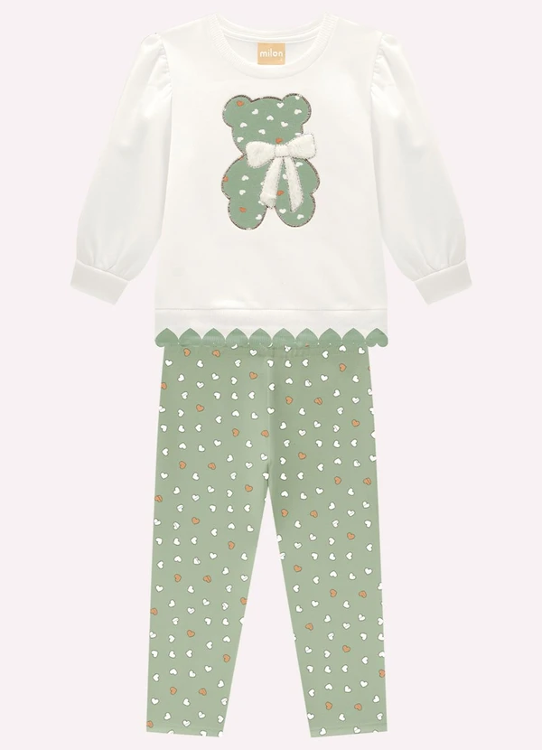 Milon - Conjunto Infantil Menina Bordado Off White