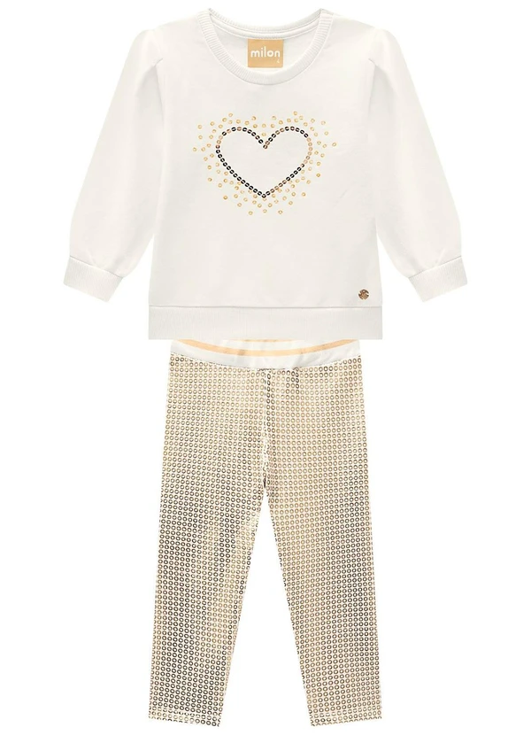 Milon - Conjunto Infantil Menina Bordado Off White