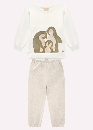 Milon - Conjunto Infantil Menina Bordado Off White - MILON