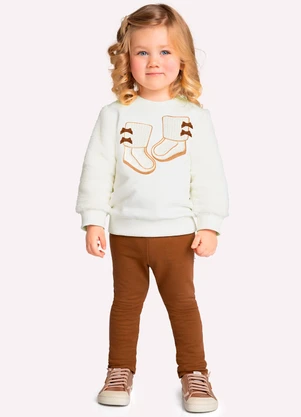 Milon - Conjunto Infantil Menina Bordado Off White - MILON