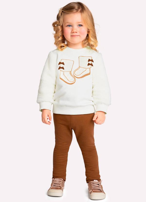 Milon - Conjunto Infantil Menina Bordado Off White