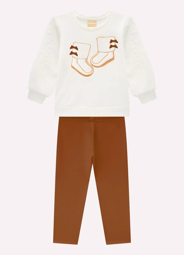 Milon - Conjunto Infantil Menina Bordado Off White 2