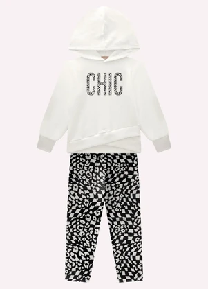 Milon - Conjunto Infantil Menina Bordado Off White - MILON