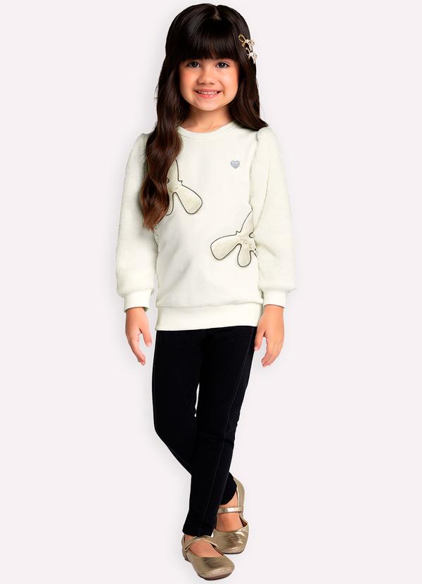 Milon - Conjunto Infantil Menina Bordado Off White