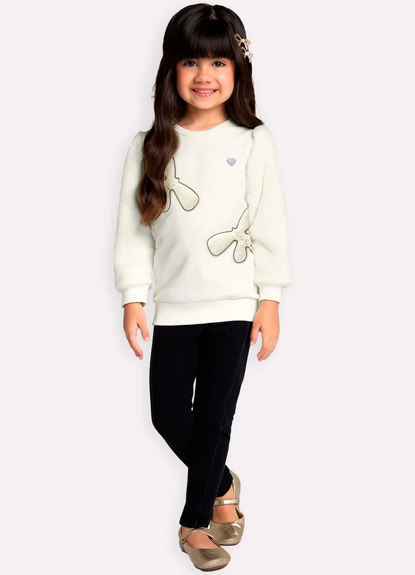 Milon - Conjunto Infantil Menina Bordado Off White 1