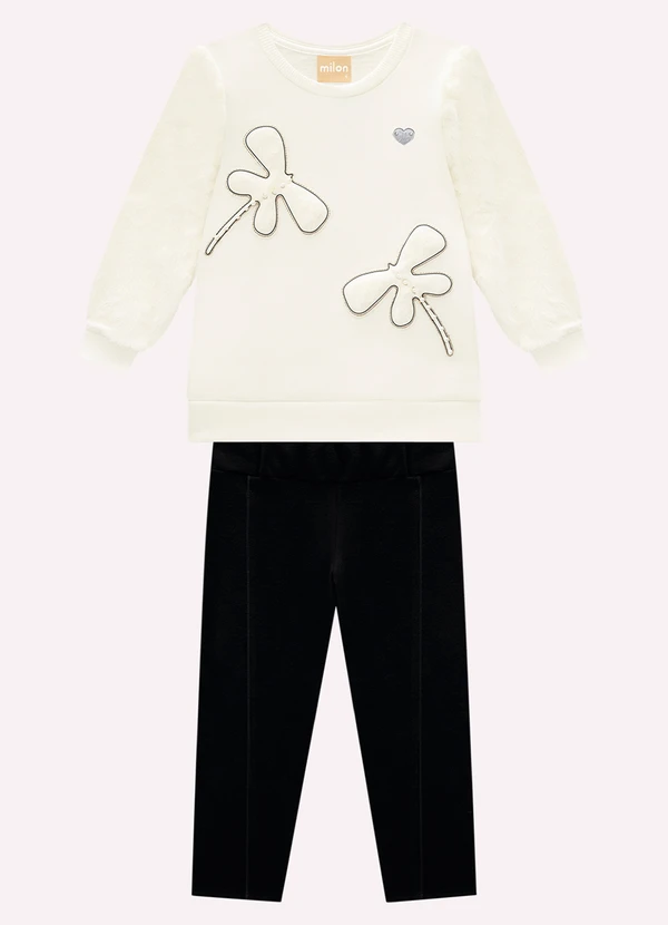 Milon - Conjunto Infantil Menina Bordado Off White 2