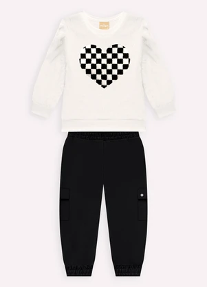 Milon - Conjunto Infantil Menina Bordado Off White - MILON