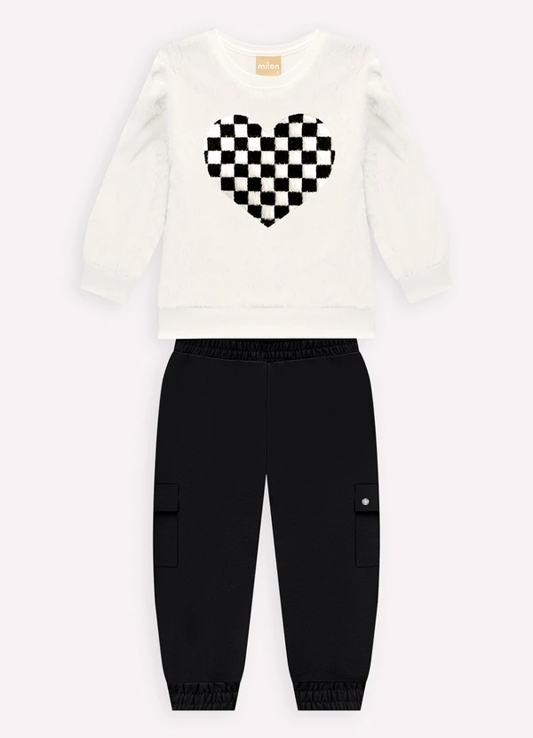 Milon - Conjunto Infantil Menina Bordado Off White