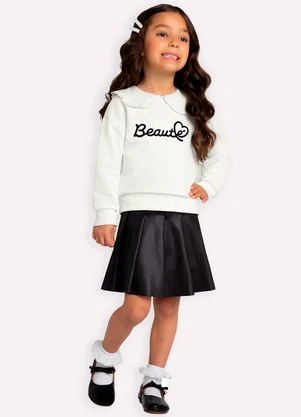 Milon - Conjunto Infantil Menina Bordado Off White - MILON