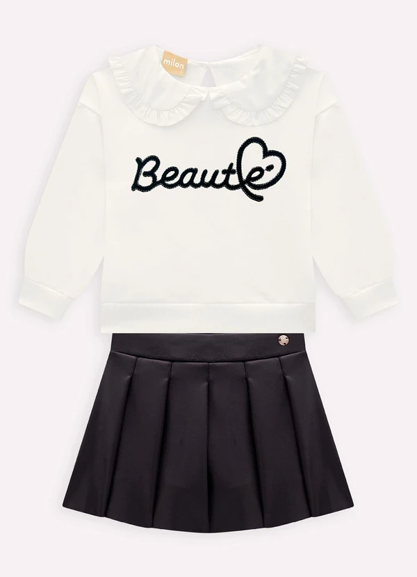 Milon - Conjunto Infantil Menina Bordado Off White 2