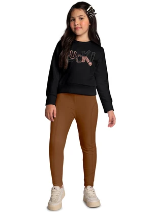 Kyly - Conjunto Infantil Menina Bordado Preto - KYLY