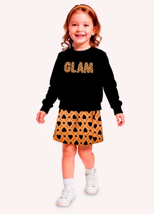 Kyly - Conjunto Infantil Menina Bordado Preto - KYLY
