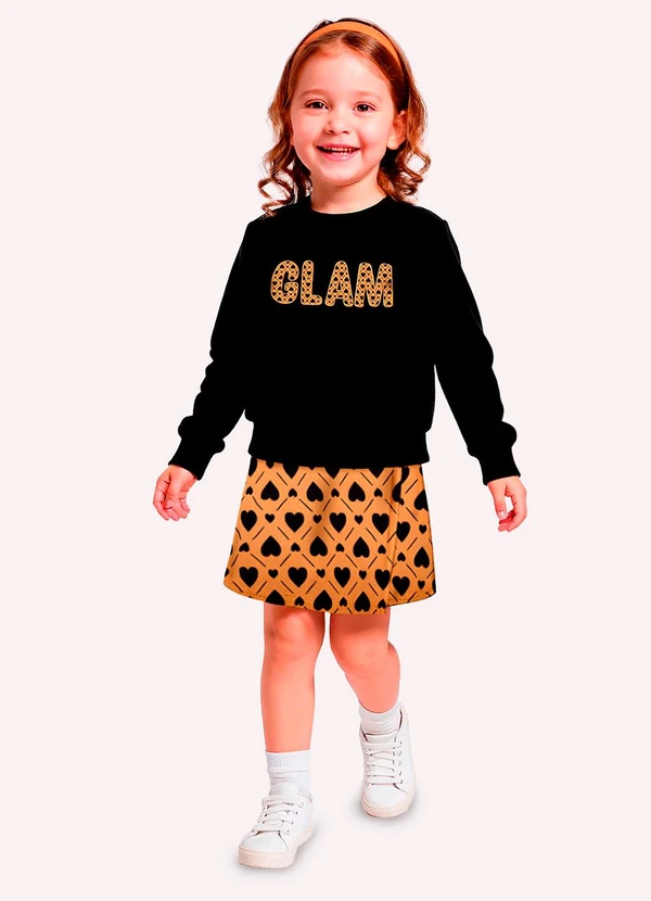 Kyly - Conjunto Infantil Menina Bordado Preto