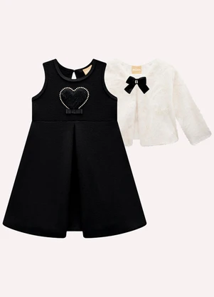 Milon - Conjunto Infantil Menina Bordado Preto - MILON