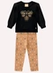 Milon - Conjunto Infantil Menina Bordado Preto - variação: Preto