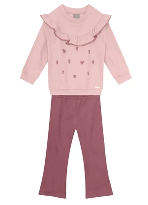 Brandili Mundi - Conjunto Infantil Menina Bordado Rosa - BRANDILI MUNDI