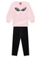 Kyly - Conjunto Infantil Menina Bordado Bege - variação: Rosa