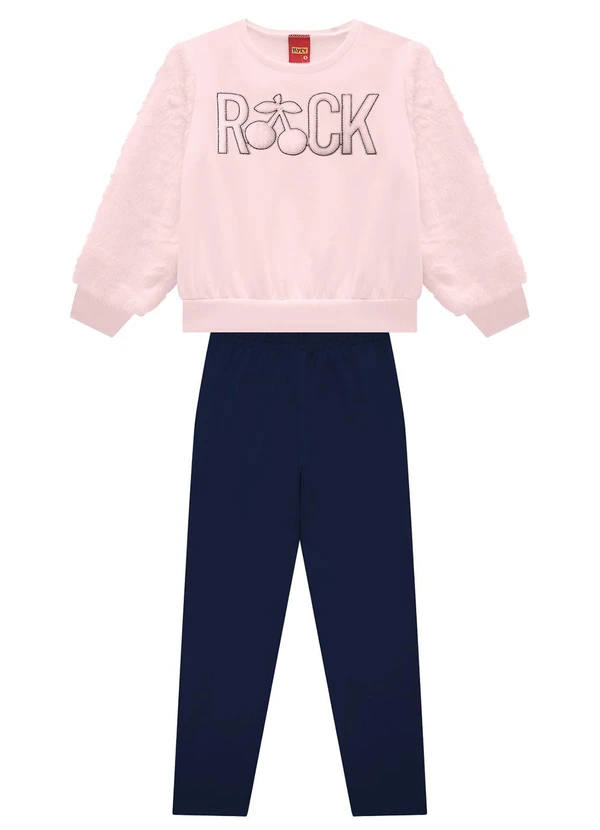 Kyly - Conjunto Infantil Menina Bordado Rosa
