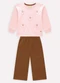 Milon - Conjunto Infantil Menina Bordado Rosa - variação: Rosa